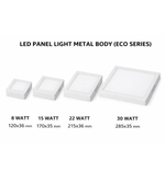 Square LED surface panel light metal body eco series available in 8W 15W 22W and 30W sizes