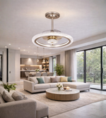 Daya Worldwide Imperia double ring crystal chandelier ceiling fan with elegant crystal accents and modern design.