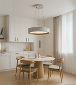Round Terra Ring Pendant light by Daya Worldwide hanging from ceiling, showcasing a modern decorative lighting fixture.
