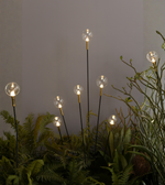 Daya Worldwide outdoor garden globe spike light installed in a garden, providing decorative illumination with a sleek metal stake design.