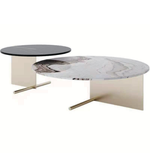 Round marble coffee table set by Daya Worldwide featuring sleek marble tops and modern design, perfect for living room decor.