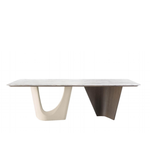 Aura Sculpt dining table by Daya Worldwide featuring a sleek, modern design with a smooth wooden surface and sturdy legs.