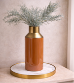 Amber Luxe Metal Vase for decor, featuring a sleek, modern design with a warm amber finish by Daya Worldwide.