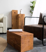 Wood display pedestal by Daya Worldwide, showcasing a sleek, polished wooden stand for decorative or display purposes.