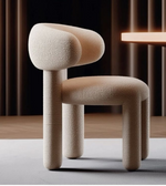 Daya Worldwide Cloud Barrel Dining Chair with rounded backrest and wooden legs, upholstered in soft fabric for comfortable seating.
