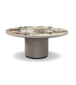 Marble round dining table with center turntable, showcasing a sleek surface and modern design by Daya Worldwide.