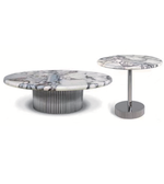 Marble top coffee and side table set by Daya Worldwide, modern design with sleek marble surfaces and contemporary legs.