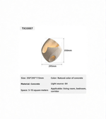 Concrete wall light fixture with dimensions and specifications on a white background