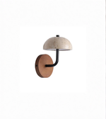 Minimalist wall sconce with travertine shade