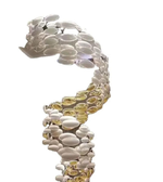 Decorative vase with white and gold stones on a white background