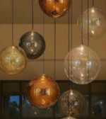 Decorative pendant lights hanging from the ceiling