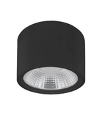 Black cylindrical light fixture on a white background