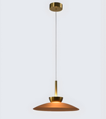 Gold pendant light on a white background