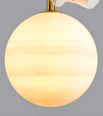 Spherical light bulb with a gradient from yellow to white on a gray background