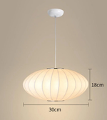 Pendant light with dimensions indicated on a beige background
