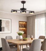 modern dining room with linear glass shade led ceiling fan