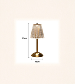 Crystal table lamp showing dimensions 23cm height