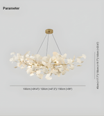 Chandelier with measurement details on a light gray background