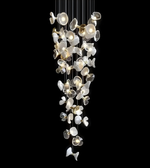 Decorative chandelier with floral design on a black background