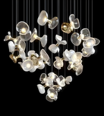 Decorative chandelier with floral design on a black background