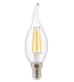 Clear LED light bulb with a white background