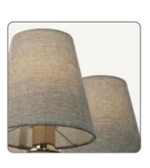 Two gray lampshades on a white background