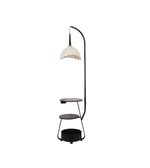 Futuristic floor lamp with a white lampshade on a white background