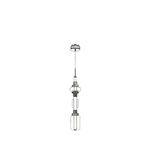 Pendant light fixture with clear glass shade on a white background