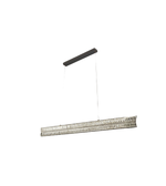 Modern pendant light with rectangular shade on a white background