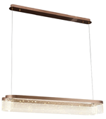 Modern pendant light with rectangular shade and bronze finish on a white background