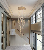 Modern interior with a chandelier hanging from the ceiling