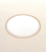 An oval ceiling light fixture with a textured, beaded outer rim and a bright white frosted center, shown against a plain off-white background.