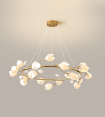 Chandelier with floral design on a plain background