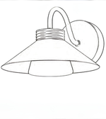 Line drawing of a wall-mounted light fixture on a white background