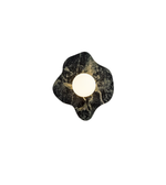 Luxury green stone wall light with frosted white glass diffuser on white background