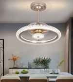 Daya Worldwide Imperia double ring crystal chandelier ceiling fan with elegant crystal accents and modern design.