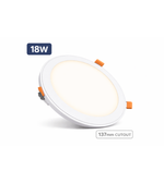 Luxe 3 in 1 LED panel downlight 12W and 18W in white and body with and 137mm cutout