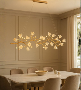 Elegant rectangle chandelier from Aurora Bloom Grand Chandelier collection by Daya Worldwide, featuring a modern lighting design.