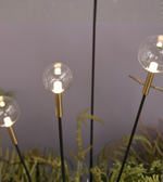 Outdoor garden globe spike light by Daya Worldwide, featuring a sleek metal stake and a spherical glass globe for landscape illumination.