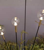 Outdoor garden globe spike light by Daya Worldwide, featuring a sleek metal stake and a spherical glass globe for landscape illumination.