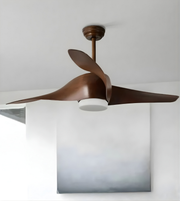 Daya Worldwide Orbita wooden blade light ceiling fan with sleek wooden blades and integrated lighting, ideal for modern living spaces.
