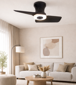 Daya Worldwide Nova Two Blade Light Fan ceiling fan with sleek design and integrated light, mounted on a ceiling.