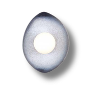 Teardrop-shaped wall sconce with glowing central orb 