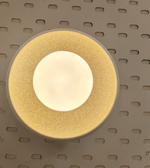 Beige disc wall light by Daya Worldwide with gold accents, modern wall-mounted lighting fixture for stylish interior decor.