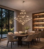 Elegant celestial cascade crystal chandelier by Daya Worldwide featuring hanging crystal prisms and a refined chandelier design.
