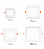 Slim square LED panel light for recessed ceiling with white frame in different sizes