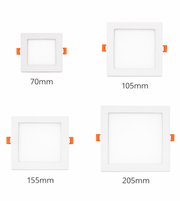Slim square LED panel light for recessed ceiling with white frame in different sizes