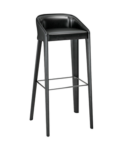 Noire Daya Worldwide bar stool with black cushioned seat and metal frame, modern design for kitchen or bar area
