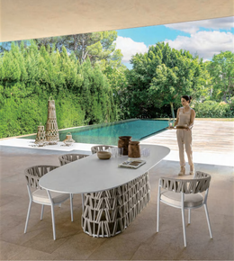 Daya Worldwide Liora outdoor dining set with a table and chairs, ideal for patio or garden outdoor dining spaces.