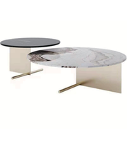 Round marble coffee table set by Daya Worldwide featuring sleek marble tops and modern design, perfect for living room decor.